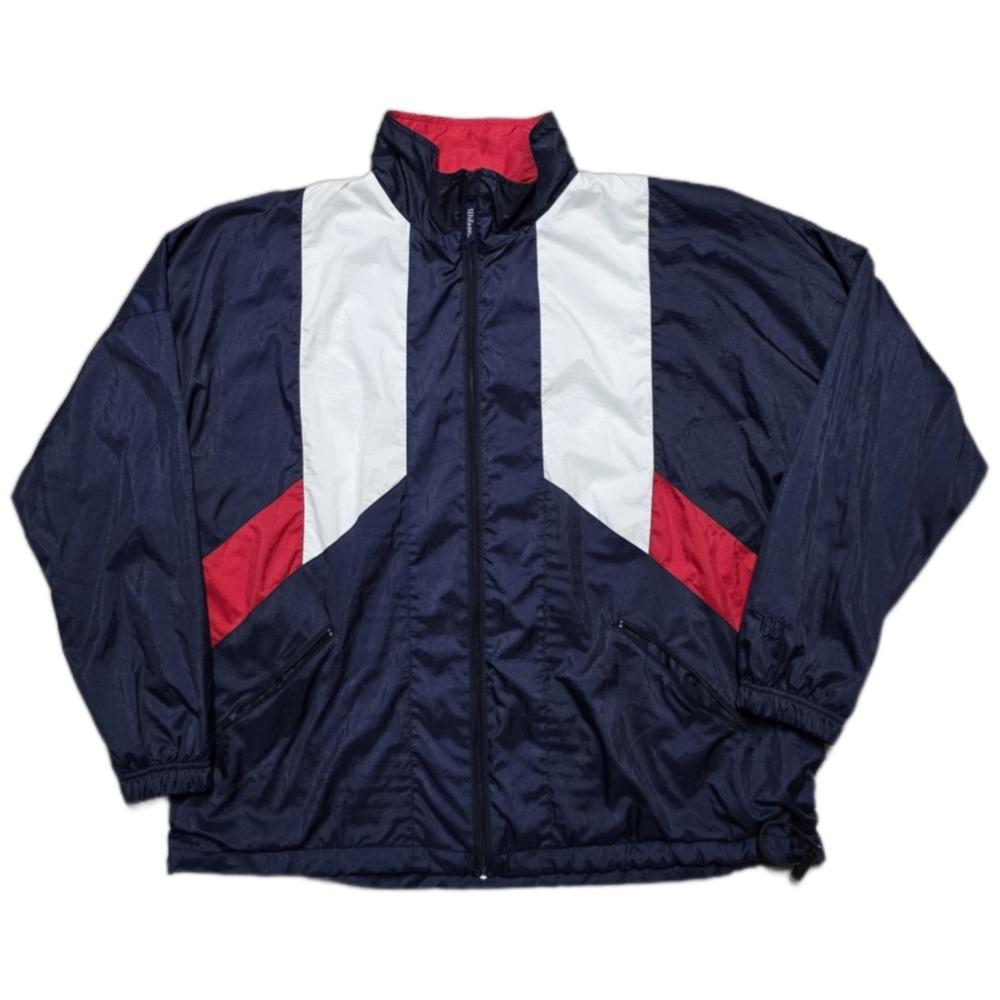 Wilson Vintage 90s Windbreaker Track Jacket Lined Mens L Colorblock Sport Nylon
